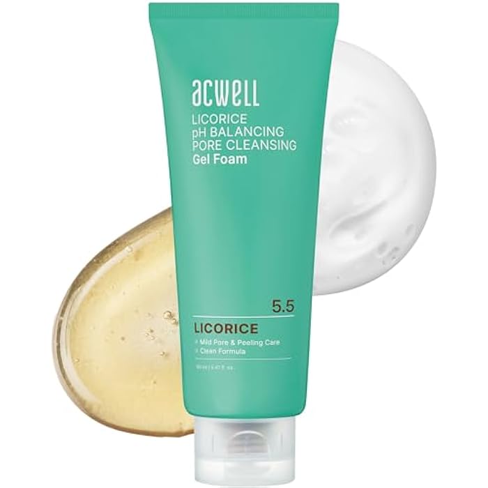ACWELL Licorice pH Balancing Pore Cleansing Gel Foam - Gentle, Hypoallergenic Facial Cleanser for Clear, Smooth Skin, Deep Pore Cleaning with Licorice Extract, LHA, for All Skin Types, 5.4 fl.oz. - Image 1