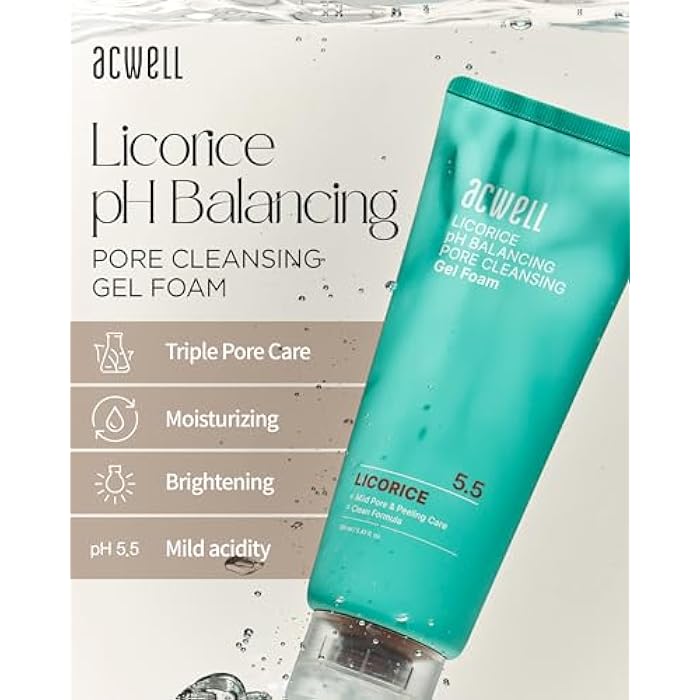 ACWELL Licorice pH Balancing Pore Cleansing Gel Foam - Gentle, Hypoallergenic Facial Cleanser for Clear, Smooth Skin, Deep Pore Cleaning with Licorice Extract, LHA, for All Skin Types, 5.4 fl.oz. - Image 2