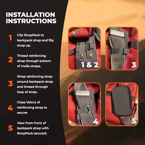 Clakit XL Strap Pack Travel Pouch, Double Zipper Passport Holder - Multi Pocket Organizer Cellphone Pouch with Clip, Backpack Accessories for Everyday Carry Hiking Travel Wallet - Black - Image 4