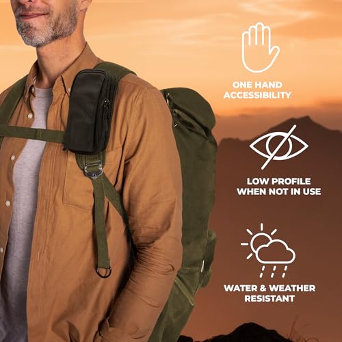 Clakit XL Strap Pack Travel Pouch, Double Zipper Passport Holder - Multi Pocket Organizer Cellphone Pouch with Clip, Backpack Accessories for Everyday Carry Hiking Travel Wallet - Black - Image 5