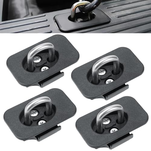 Parfyter Retractable Truck Bed Tie Down Anchors with Raised Fit D-Ring, 4 Pack - Compatible with 2015-2025 Ford F-150, 2017-2025 F-250/F-350 Super Duty & Raptor, Secure Cargo Hooks for Truck Box - Image 1