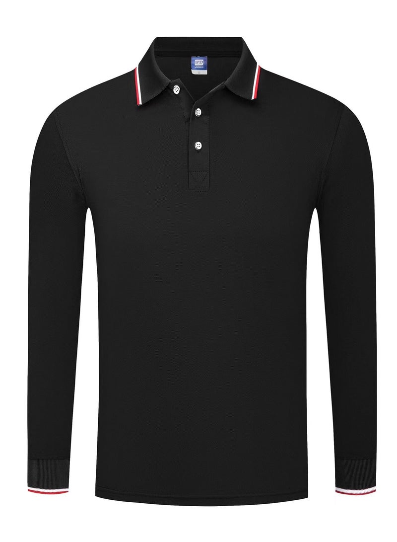 FD تي شيرت بولو بأكمام طويلة وياقة خريفية