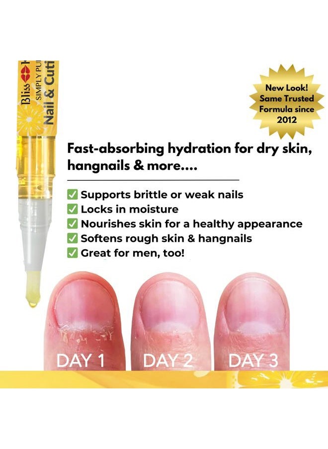 Bliss Kiss Crisp Fragrance 4 Nail Oil Cuticle Pens w/Vitamin E & Jojoba⏤Nail Strengthener Nail Growth Treatment for Brittle Peeling Breaking Thin Nails  - Image 2