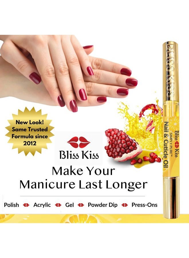 Bliss Kiss Crisp Fragrance 4 Nail Oil Cuticle Pens w/Vitamin E & Jojoba⏤Nail Strengthener Nail Growth Treatment for Brittle Peeling Breaking Thin Nails  - Image 3
