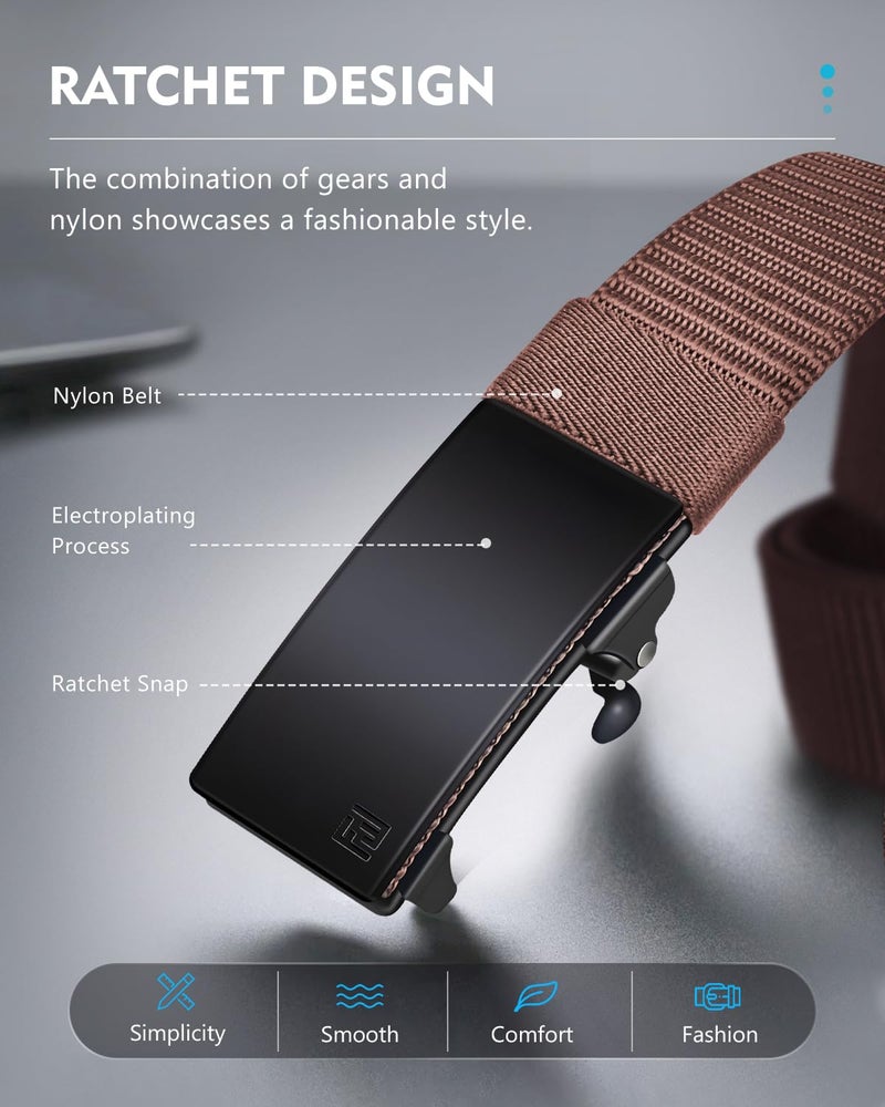 FAIRWIN Ratchet Belts for Men - Nylon Web Belt for Golf Tactical Work Casual, Adjustable Webbing with Ratcheting Buckle - Image 2