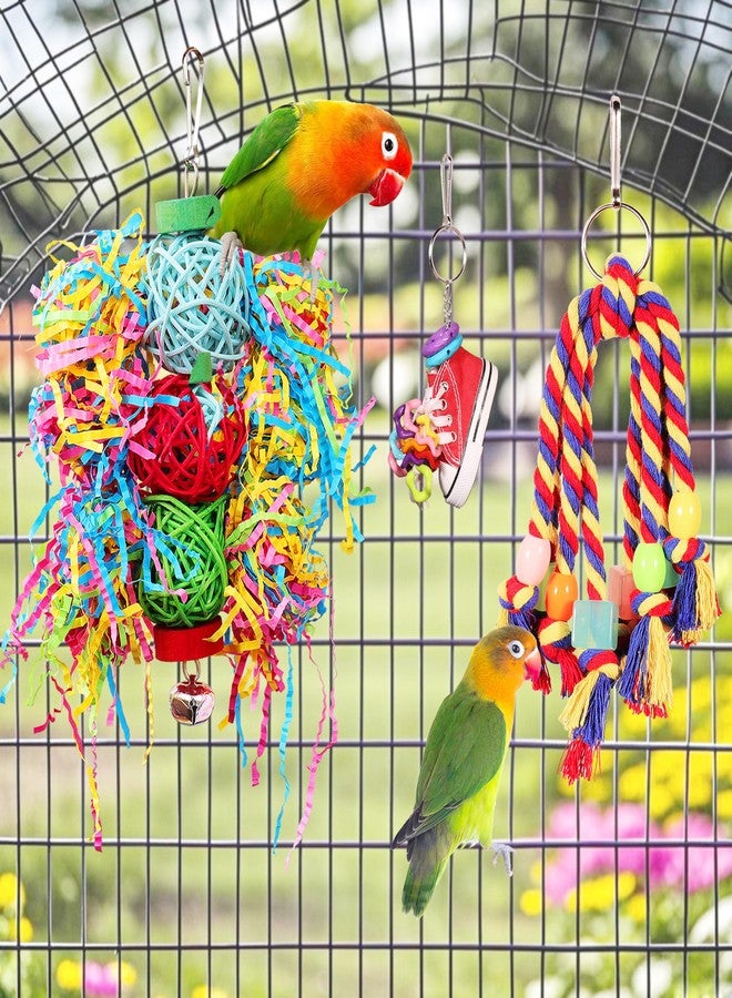 ESRISE Bird Toys for Parakeet，ESRISE Parrot Conure Chewing Shredding Foraging Toys with Rope Perch, Bird Cage Accessories for Cockatiel Budgies Lovebird - Image 2