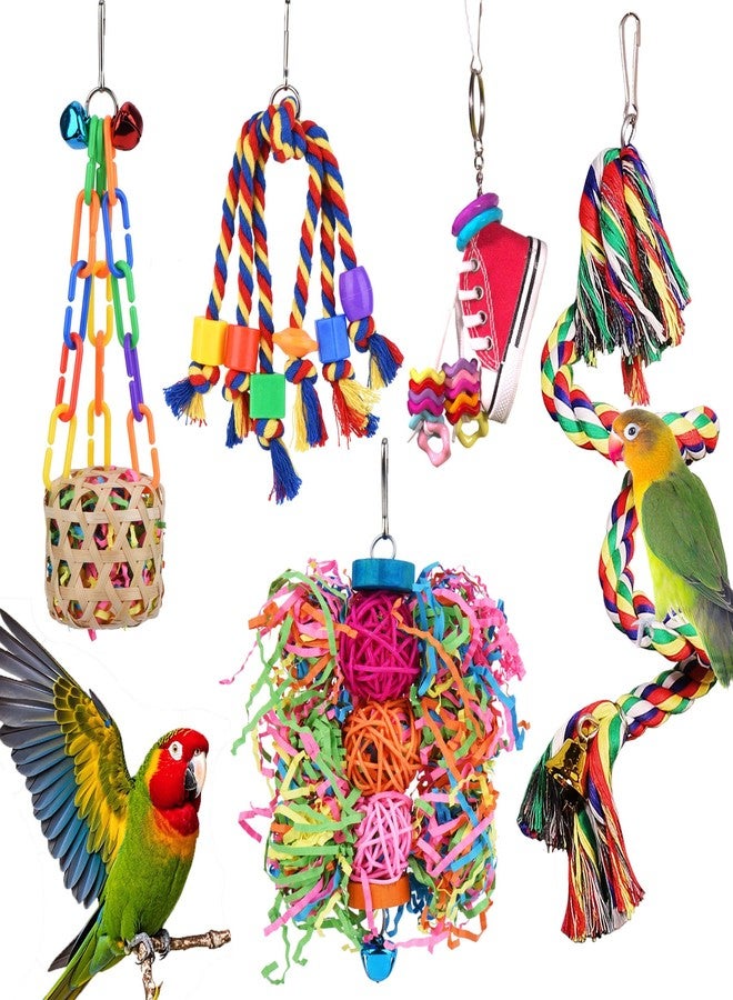 ESRISE Bird Toys for Parakeet，ESRISE Parrot Conure Chewing Shredding Foraging Toys with Rope Perch, Bird Cage Accessories for Cockatiel Budgies Lovebird - Image 1