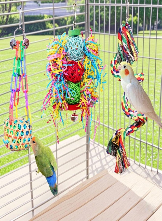 ESRISE Bird Toys for Parakeet，ESRISE Parrot Conure Chewing Shredding Foraging Toys with Rope Perch, Bird Cage Accessories for Cockatiel Budgies Lovebird - Image 5