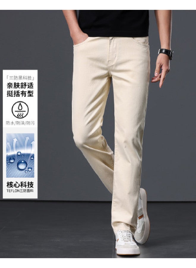 Fapai Comfortable And Versatile] Korean Style Slim-fit Autumn Simple Straight Leg Jeans For Men, Fashionable And Skin-friendly Comfortable Jeans - Image 1