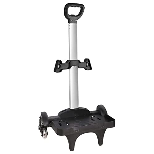IvyH Backpack Trolley, Wheeled Trolley Aluminium Alloy Foldable Hand Cart with Border Base 6 Wheels Rolling Luggage Carts for Kids Teens Adult School Travel (6 Wheels with Edge Guard) - Image 1