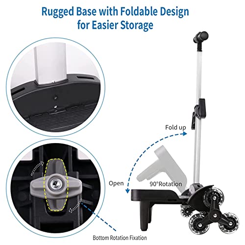 IvyH Backpack Trolley, Wheeled Trolley Aluminium Alloy Foldable Hand Cart with Border Base 6 Wheels Rolling Luggage Carts for Kids Teens Adult School Travel (6 Wheels with Edge Guard) - Image 3