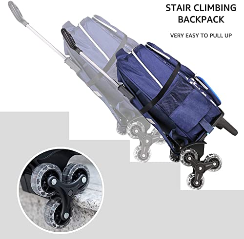 IvyH Backpack Trolley, Wheeled Trolley Aluminium Alloy Foldable Hand Cart with Border Base 6 Wheels Rolling Luggage Carts for Kids Teens Adult School Travel (6 Wheels with Edge Guard) - Image 2
