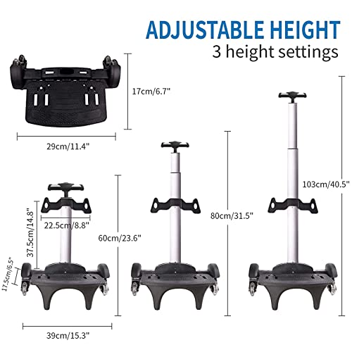 IvyH Backpack Trolley, Wheeled Trolley Aluminium Alloy Foldable Hand Cart with Border Base 6 Wheels Rolling Luggage Carts for Kids Teens Adult School Travel (6 Wheels with Edge Guard) - Image 4