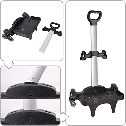 IvyH Backpack Trolley, Wheeled Trolley Aluminium Alloy Foldable Hand Cart with Border Base 6 Wheels Rolling Luggage Carts for Kids Teens Adult School Travel (6 Wheels with Edge Guard) - Image 5