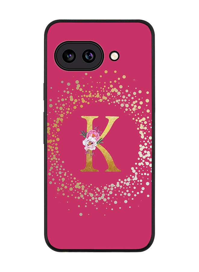Stylizedd For Google Pixel 9a Case,Slim fit Camera Protection, Shockproof Thin Phone cover  - Custom Monogram Floral - K ( Deep Pink )