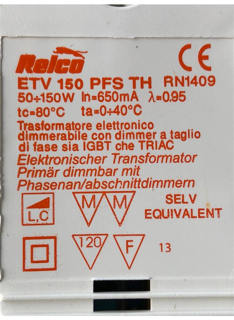 Relco 150W Dimmable Chandelier Transformer INPUT:220V OUTPUT:12V Power: 50-150W Etv 150 Pfs  - Image 2