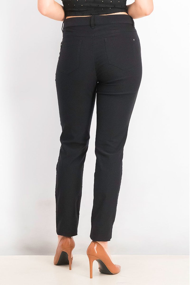 Tchibo Women Regular Fit Plain Straight Leg Pants, Black  - Image 3