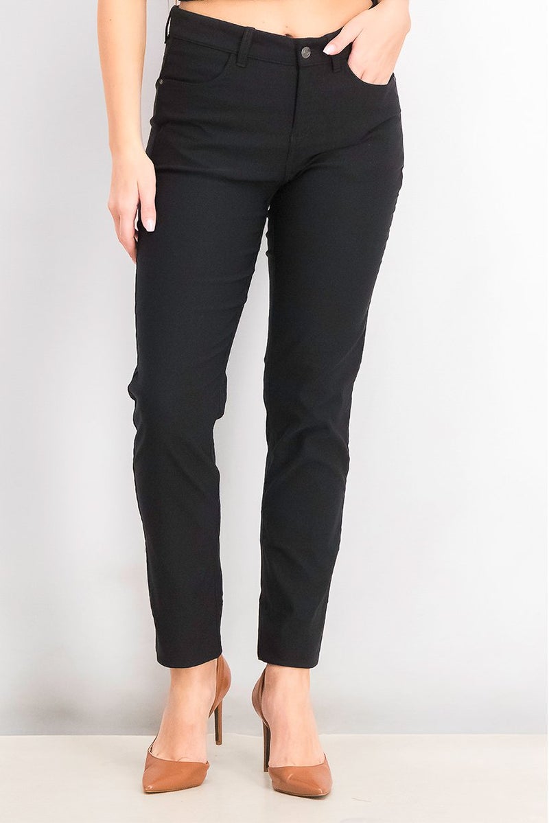 Tchibo Women Regular Fit Plain Straight Leg Pants, Black  - Image 1