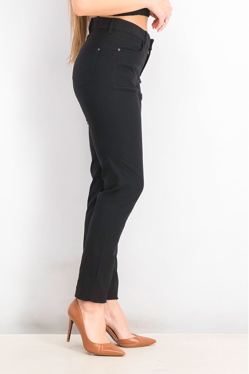 Tchibo Women Regular Fit Plain Straight Leg Pants, Black  - Image 4