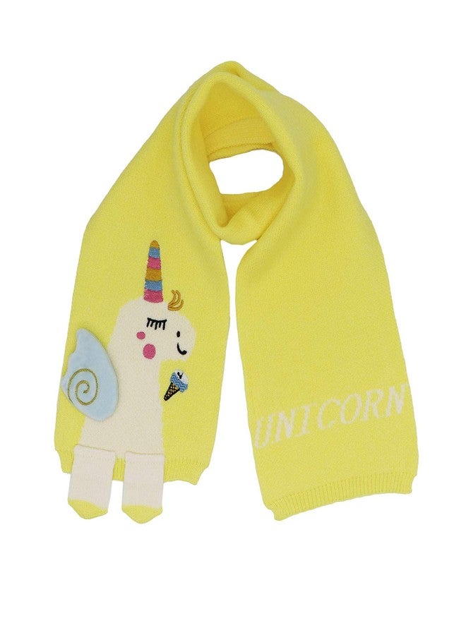 وشاح شتوي لطيف للأطفال من الجنسين، بتصميم يونيكورن، دافئ وناعم ومريح، مصنوع من نسيج محبوك أنيق، مناسب للأطفال الصغار.