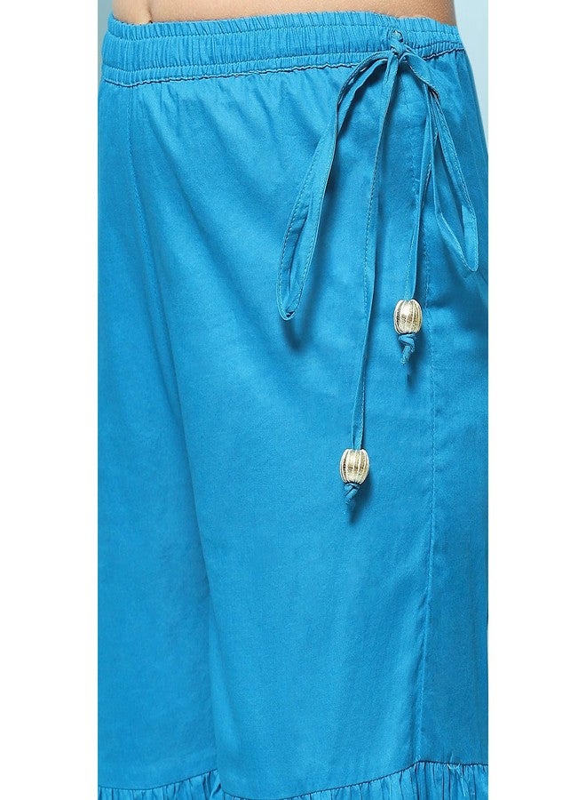 Biba كُرتا قطنية مطبوعة للبنات من بيبا مع بنطال ودوپاتا (Kw5482_أزرق_15) - Image 3