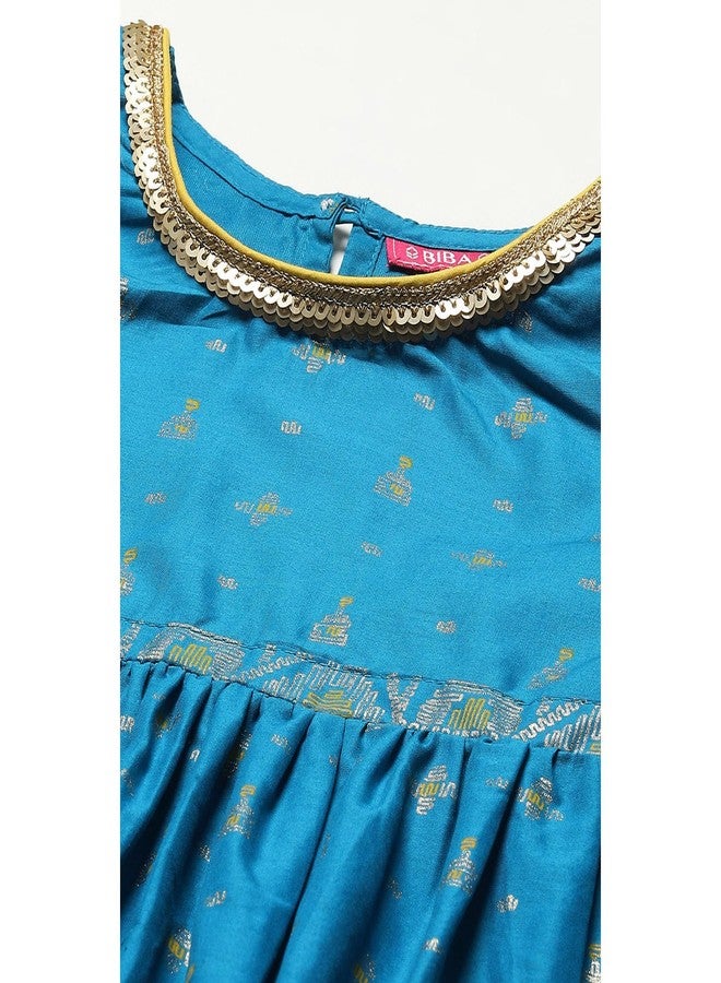 Biba كُرتا قطنية مطبوعة للبنات من بيبا مع بنطال ودوپاتا (Kw5482_أزرق_15) - Image 2