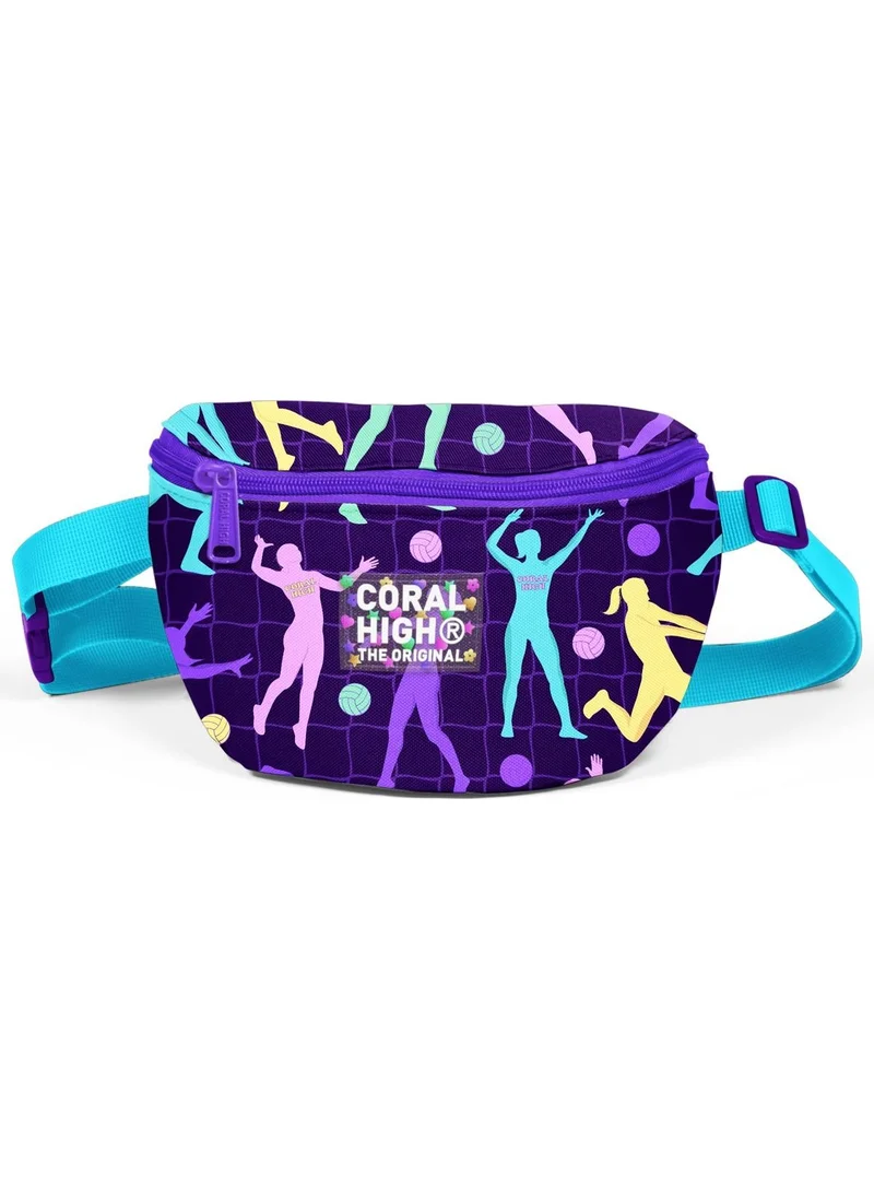 CORAL HIGH Purple Volleyball Patterned Waist Bag 11544