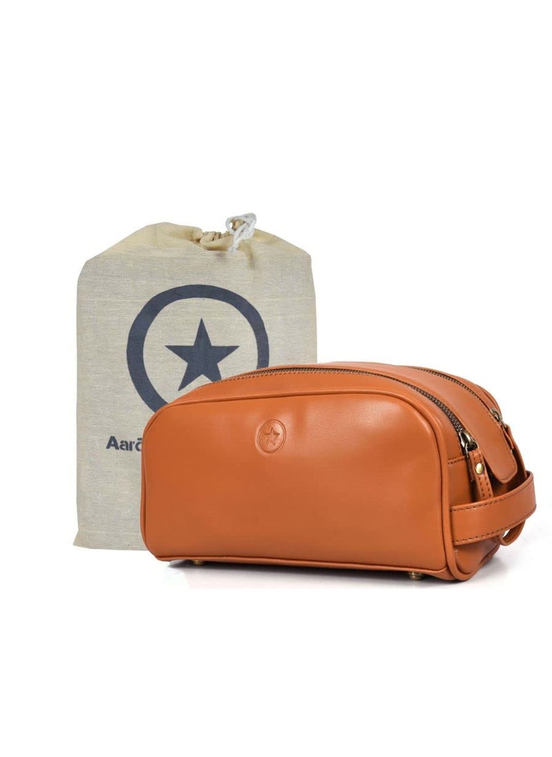 AARON LEATHER GOODS VENDIMIA ESTILO Leather Toiletry Travel Pouch Faux Leather Waterproof Dopp Kit By Aaron Leather Goods 