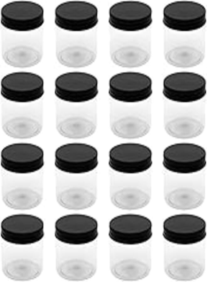 8 Pieces Clear White Plastic Jar 200ml - 7 Ct Diameter - Black Chevron Lid and Plastic Medicine - High Quality Healthy Plastic Empty Refill Box Storage Jar - By Funi(Black Jaw Cover)