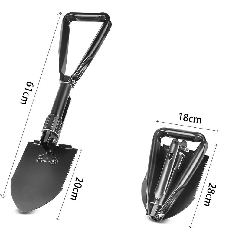 Joyzzz Camping Shovel, Durable Snow Shovel Made of Manganese Steel, Garden Shovel with Wood Saw Edge, Portable Outdoor Folding Shovel, Suitable for Camping, Digging, Hiking, Car Emergency - Image 4