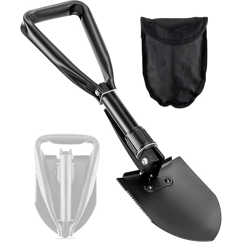Joyzzz Camping Shovel, Durable Snow Shovel Made of Manganese Steel, Garden Shovel with Wood Saw Edge, Portable Outdoor Folding Shovel, Suitable for Camping, Digging, Hiking, Car Emergency - Image 1