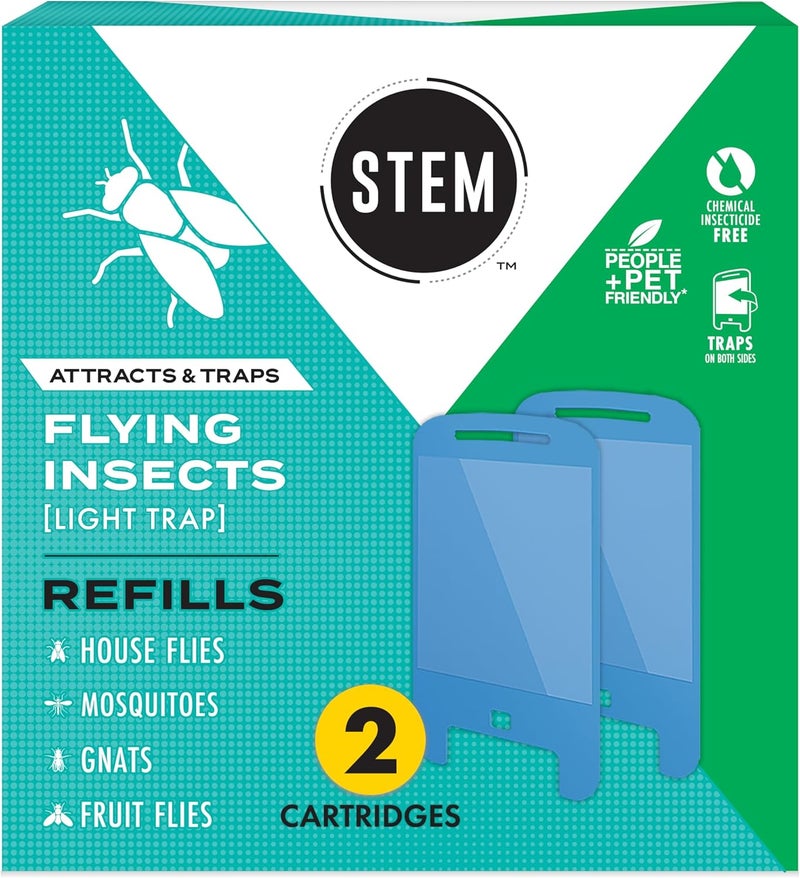 STEM STEM Light Trap Refill Cartridges Indoor Fruit Fly Trap Effective Insect Control for Home Attracts and Traps Flying Insects Compatible With STEM Light Trap 2 Count - Image 1