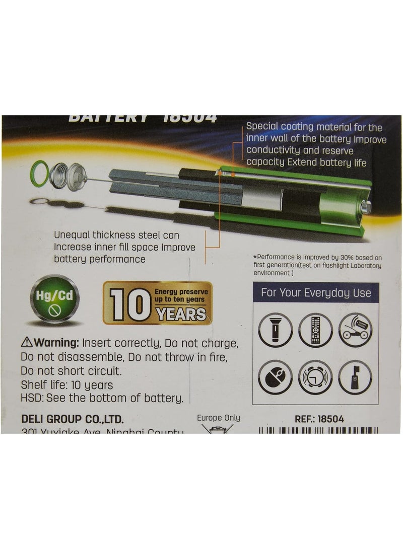Deli Alkaline Batteries – 2-Pack, LR03 AAA -Long-Lasting Power for Toys, Remotes & High-Drain Devices, Leak-Proof Design – Model 18504 - Image 4