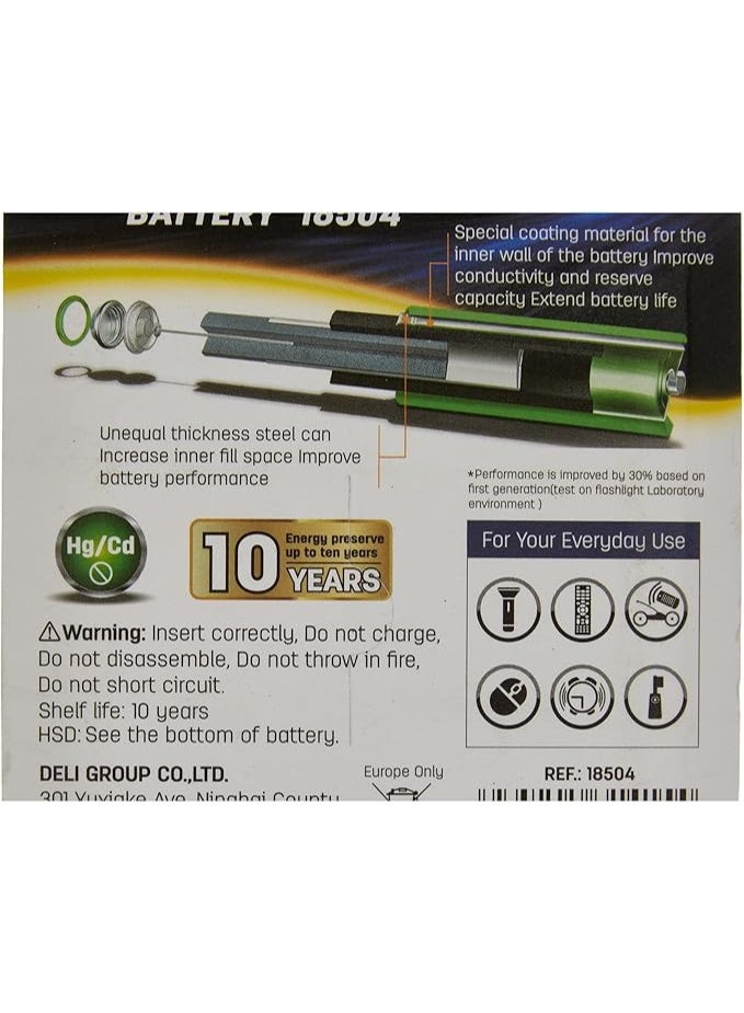 Deli Alkaline Batteries – 2-Pack, LR03 AAA -Long-Lasting Power for Toys, Remotes & High-Drain Devices, Leak-Proof Design – Model 18504 - Image 2