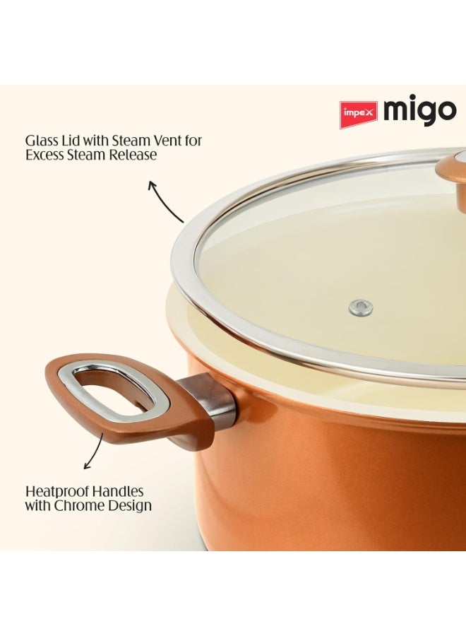 Impex Ceramic Biryani Pot 8 Litre | Induction and Gas Compatible Biriyani Pot | Glass Lid with Steam Vent | Free from PTFE, PFOA and Heavy Metals| 100% Non Toxic | 2 Year Warranty - Image 3