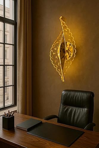 RBSK Golden Metal Home Decor LED Wall Light, Night Wall Lamp, Decorative Lamp, Wall Lights for Living Room,Bedroom, Restaurant, Living Room (Leaf Curve) - Image 5