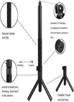 FLYHSO Insta360 Invisible 360° Surround Selfie Stick and Handle Black  - Image 2
