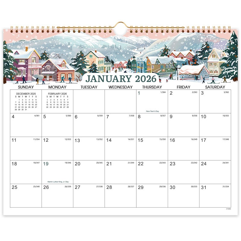 Coboll 2026 Calendar - Wall Calendar 2026, January 2026 - December 2026 Wall Calendar, 14.8'' x 11.6'', with Julian Dates, Hanging Hole, Thick Paper, Landscape Calendar - Image 1