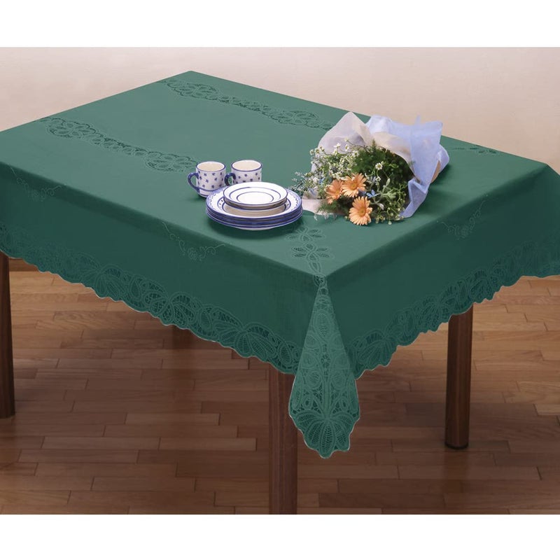 Freelance PVC Battenburg Dining Table Cover Cloth Tablecloth Waterproof Protector 46 Seater 70 inches Round Hunter Green Product of Meiwa Japan - Image 3