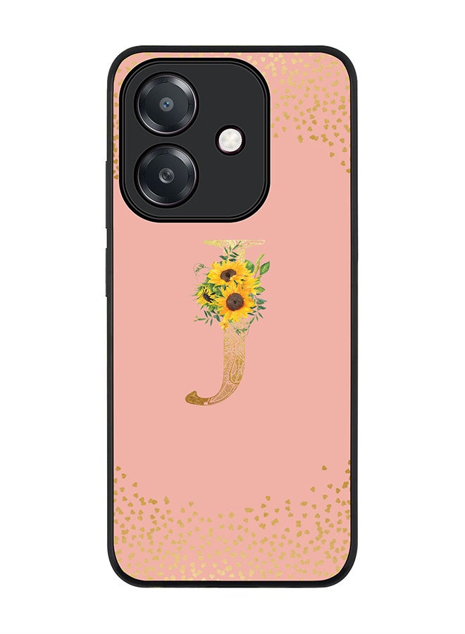 Stylizedd For Oppo A3x 4G / A3 4G Case,Slim fit Camera Protection, Shockproof Thin Phone cover - Custom Floral Monogram - J (Rose Pink ) - Image 1