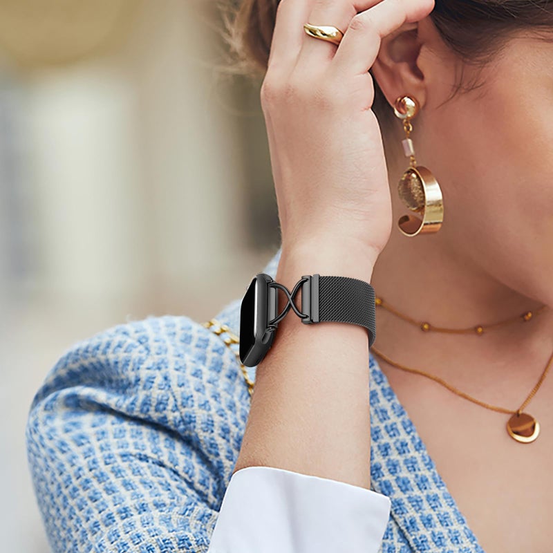 Dirrelo Metal Band Compatible with Apple Watch Bands 44mm 41mm 40mm 38mm 42mm 44mm 45mm 49mm Men Women, Mesh Magnetic Clasp Stainless Steel Wristband for iWatch Ultra Series 9/8/SE/7/6/5/4/3/2/1,Black - Image 2