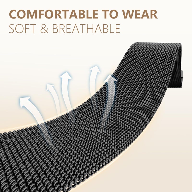 Dirrelo Metal Band Compatible with Apple Watch Bands 44mm 41mm 40mm 38mm 42mm 44mm 45mm 49mm Men Women, Mesh Magnetic Clasp Stainless Steel Wristband for iWatch Ultra Series 9/8/SE/7/6/5/4/3/2/1,Black - Image 3