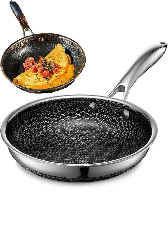 22cm Tri-Ply Stainless Steel Nonstick Frying Pan – Scratch-Resistant, PFAS-Free Skillet with Stay-Cool Handle – Induction & Oven Safe - Image 1