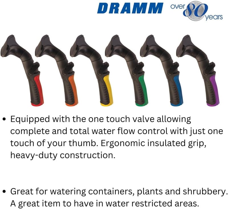 Dramm One Touch Fan Nozzle Handlheld Sprayer with Thumb Control Water Flow, Perfect for Water Restricted Areas When Watering Plants, Pots, Baskets, Vegetables, Orange - Image 4