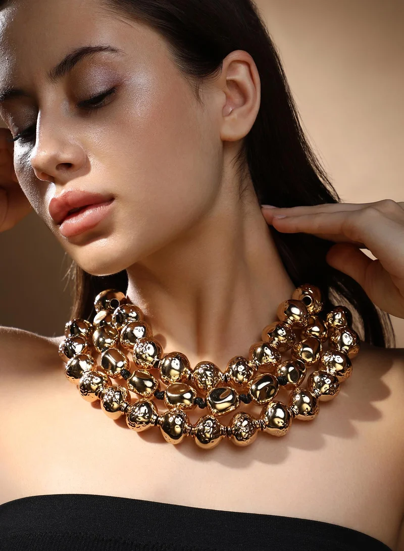 SOHI Multi Strand Sculpted Necklace
