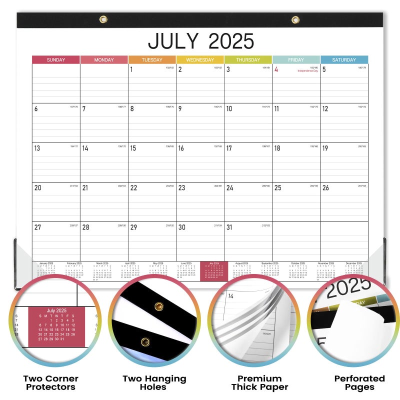 BooQool 2025-2026 Desk Calendar - Desk Calendar 2025-2026, 14.8" x 11.4", Jul. 2025 - Dec. 2026, 18 Months Calendar, Large Ruled Blocks, Tear Off, Corner Protectors, Desk/Wall Calendar for Planning and Organizing - Image 3