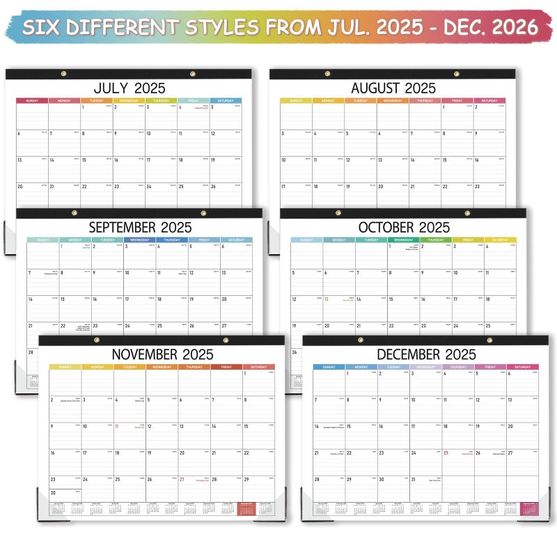 BooQool 2025-2026 Desk Calendar - Desk Calendar 2025-2026, 14.8" x 11.4", Jul. 2025 - Dec. 2026, 18 Months Calendar, Large Ruled Blocks, Tear Off, Corner Protectors, Desk/Wall Calendar for Planning and Organizing - Image 5