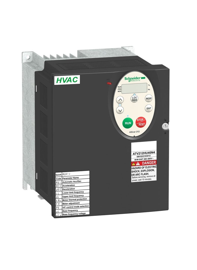 Schneider Electric - Schneider VFD Altivar 212_ variable speed drive ATV212 - 4kW - 5hp - 480V - 3ph - EMC - IP21_ [ATV212HU40N4] - Image 1