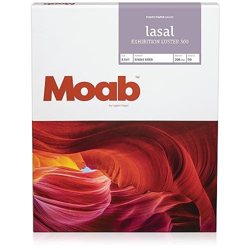 Moab Lasal Exhibition Luster 305 Fine Art Archival Inkjet Paper, Bright White, Heavy Weight 300gsm, 8.5 x 11 inches, 50 Sheets - Image 1
