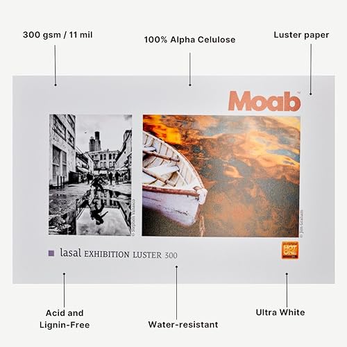 Moab Lasal Exhibition Luster 305 Fine Art Archival Inkjet Paper, Bright White, Heavy Weight 300gsm, 8.5 x 11 inches, 50 Sheets - Image 3